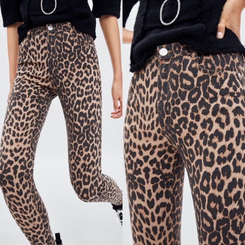 Zara Animal Print Skinny Jeans 2 - Picture 4 of 8